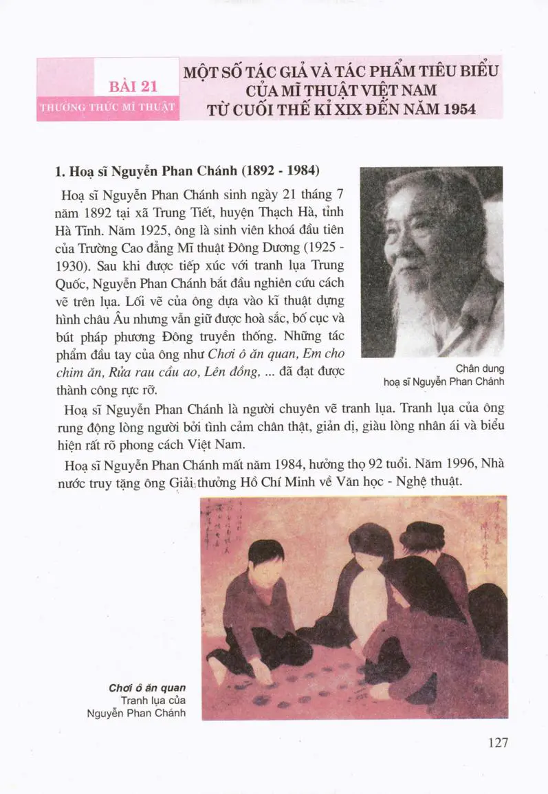 Thưởng thức mĩ thuật Một số tác giả và tác phẩm tiêu biểu của mĩ thuật Việt Nam từ cuối thế kỉ XIX đến năm 1954